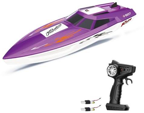 Aumotop Ferngesteuertes Schnellboot mit Zwei Motoren für Pools und Seen, Lange Akkulaufzeit, Perfekte Geschenkidee für und Erwachsene, 2,4 G Hochgeschwindigkeits-Elektroboot (2 Batterie)