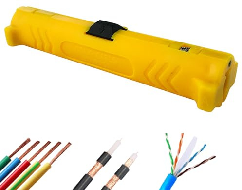 ApexPine Rotary Coax Cable Stripper, Manual RG59 RG6 Wire Stripping Tool | rotary coax cable stripper, dual end for inner outer insulation, portable for electricians diy repair