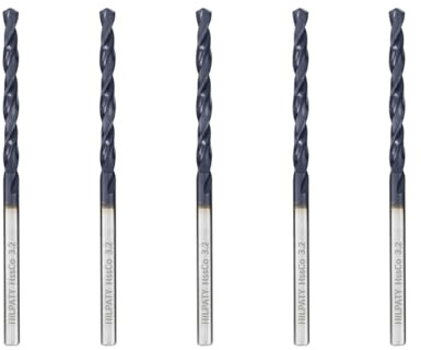 Hilpaty Cobalt Drill Bits 3.2mm x 5pcs M35 HSS Drill Bit for Metal, AlTiN Coating, Standard DIN 338