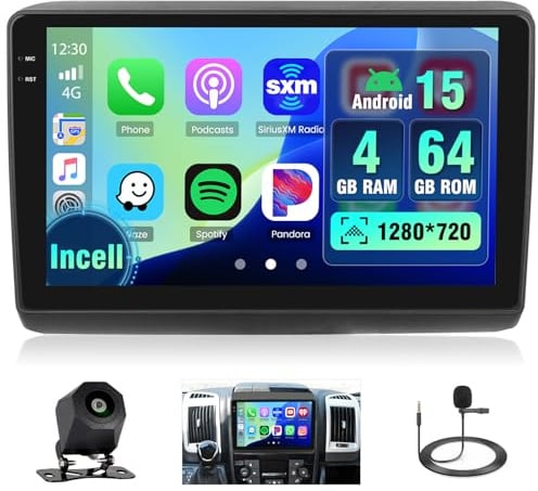 4+64G 9 Autoradio für FIAT Ducato Citroen Jumper Peugeot Boxer 2011-2022 | Incell Touchscreen Wireless Carplay Autoradio 2 DIN GPS Navi Bluetooth 5.0 WiFi FM/RDS Rückfahrkamera EQ 4+64G