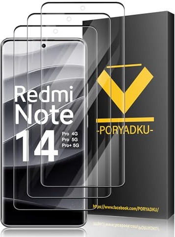 V-PORYADKU Protection D'écran pour Xiaomi Redmi Note 14 Pro 5G / 14 Pro Plus 5G / 14 Pro+ 5G / Poco X7 6,67 Pouces, Verre Trempé 3 Pièces, Anti-empreintes digitales, 9H Dureté, Sans Bulle