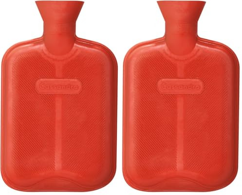 Cassandra Hot Water Bottle, Ribbed Surface On One Side, 1.8 Litre, 5 Year Cassandra Guarantee, Colour Received Varies (Pack of 2)