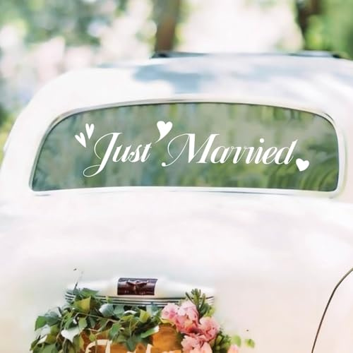 PALUMMA Just Married Autoaufkleber Hochzeitsauto Autoaufkleber Heck Wandaufkleber Hochzeit Trauung Heiraten Sticker Selbstklebend Hochzeitsauto Vinyl Dekoration autodekoration Flitterwochen Hochzeiten