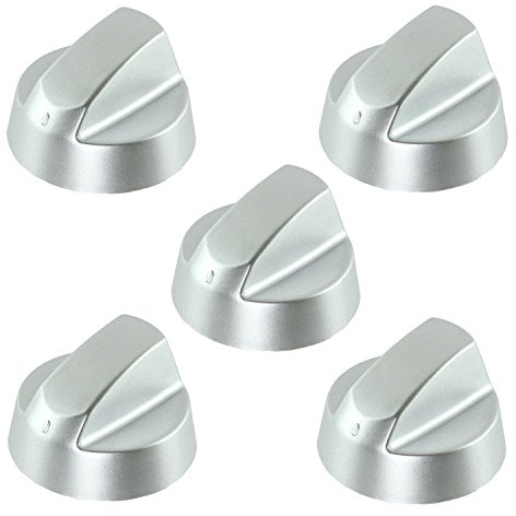 Spares2go Control Knobs/Dials for Elba Oven Cooker & Hob (Pack of 5 + Adaptors, Silver)