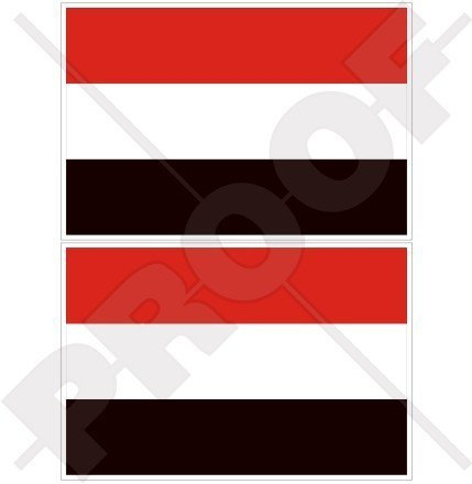 JEMEN Flagge, Fahne Al-Yaman, Jemenitische YEMEN 75mm Auto & Motorrad Aufkleber, x2 Vinyl Stickers