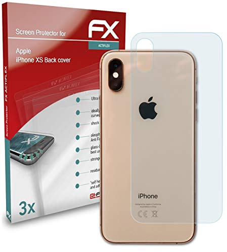 atFoliX Schutzfolie kompatibel mit Apple iPhone XS Back cover Folie, ultraklare und flexible FX Displayschutzfolie (3X)
