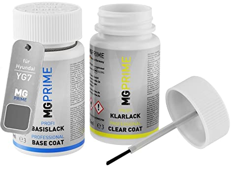 MG PRIME Peinture voiture kit de stylo retouche pour Hyundai YG7 Dark Night Metallic/Thunder Grey Metallic de base de vernis de 50ml par flacon