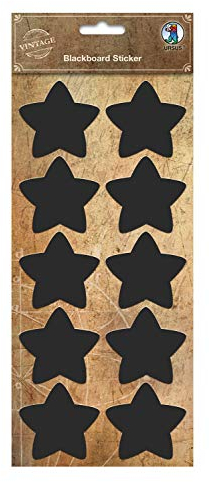 Ursus 41010003 - Blackboard Sticker, Stern, matt schwarz, selbstklebend, beschreibbar mit Kreide, Speckstein und Buntstiften, abwaschbar, 2 Stickerbogen ca. 12 x 36 cm