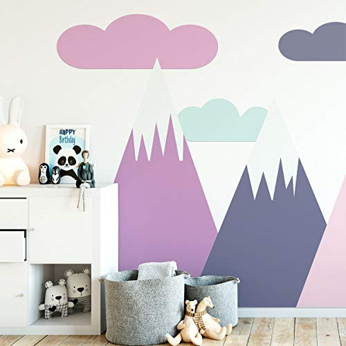 Ambiance Sticker Scandinavian Nordic Simka Mountains Wandtattoos, DIY-Wohnkultur, abziehbare Aufkleber zum Abziehen und Aufkleben, wasserdichte und selbstklebende Wandkunst - 100 x 210 cm