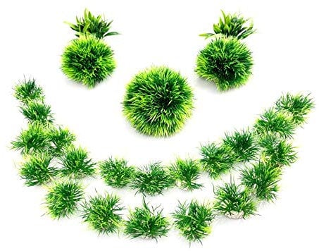 BEGONDIS Artificial Aquarium Green Water Plants Grass Ball Set 25 Pcs, Fish Tank Aquarium Decorations, Made of Soft Plastic