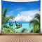 YISURE Tropical Palm Leaf Coconut Trees Tapestry Wall Hanging, Blue Sky Ocean Boat Nature Landscape Wall Tapestry for Bedroom Decor Birthday Party Celebration or Garden Backdrop 150x200cm/60X80Inch