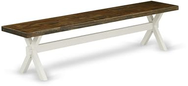 East West Furniture X-Style Moderne Essbank mit Holzsitz, 183 x 38 x 45 cm, XB077