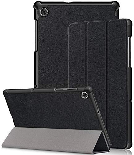 Kemocy Schutzhülle für Lenovo Tab M10 HD (2nd Gen) TB-X306X/TB-X306F, PU-Leder mit Standfunktion Smart Case Cover für Lenovo Tab M10 HD (2nd Gen) 10,1 Zoll Tablet, A-Schwarz
