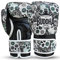 BUDDHA FIGHT WEAR - Guantes de Boxeo Fantasy Mexican Negros - Muay Thai - Kick Boxing - Piel Sintética Tejido Interior Resistente A Olores - Costura Reforzada (Negro, 14 Onz)