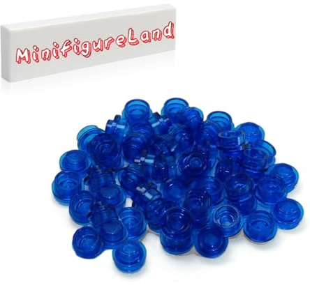 LEGO Parts and Accessories - Transparent Dark Blue Round 1 X 1 Plates (100 Pieces)