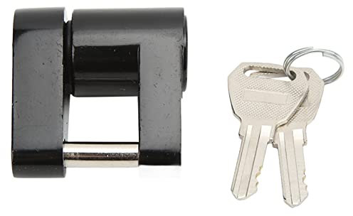 KIMISS Lucchetto per Rimorchio, 1/4in Lucchetto per Attacco per Gancio di Traino Lucchetto per Attacco per Rimorchio Antifurto in Lega Zine con 2 Chiavi per Camper(Nero)