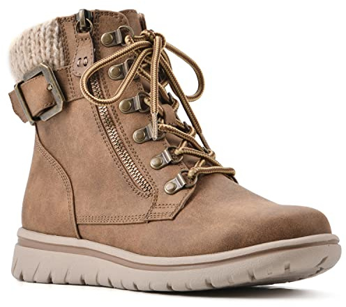 CLIFFS BY WHITE MOUNTAIN Women's Hearty Boot, Tan/Fabric/Sweater, 8.5 M
