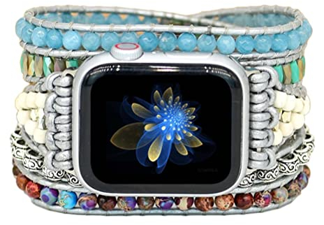 spier Braccialetto per orologi boho fatto a mano, compatibile con Apple Watch Band 45 mm, 41 mm, 44 mm, 42 mm, 40 mm, 38 mm