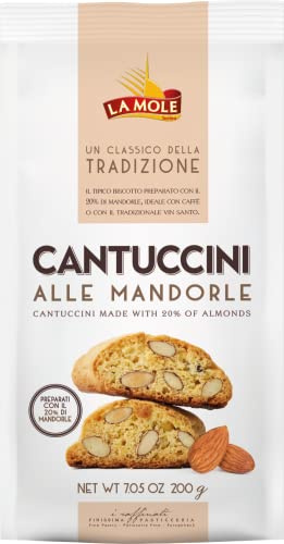 La Mole Almond Catuccini, A Sweet Biscuit Combined with 20% Almonds, Vanilla and Citrus. Best Served with Coffee, Cappuccino or Traditional 'Vin Santo,' 200g Pack