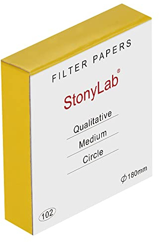 stonylab Cerchi di Carta Filtrante Qualitativi, Carta da Filtro in Cellulosa con Diametro di 180mm con Velocità di Filtrazione Media di Trattenimento Delle Particelle da 20 Micron, Confezione da 100