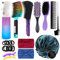 Aozzy Detangle Brush Set for Natural Afro 3a to 4c Hair, 9 Rows Brush, Sleep Cap, Satin Bonnet, Spray Bottles - Super Care Set for Women, Pack of 14