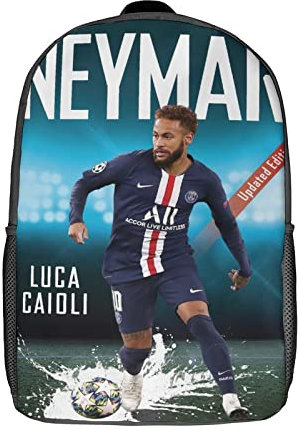 GENBAK Neymar Rucksack, Kinderrucksack, Schülerschultasche Bookbag Rucksack, 3D-gedruckte Fußballstar Schultasche Für Jungen Und Mädchen 17zoll