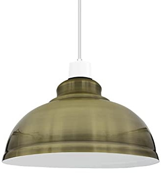 LEDSone Moderner, industrieller, einfach zu montierender, geschwungener Lampenschirm aus Metall für Wand- und Tischlampen-Hängeanhänger (Grünes Messing)
