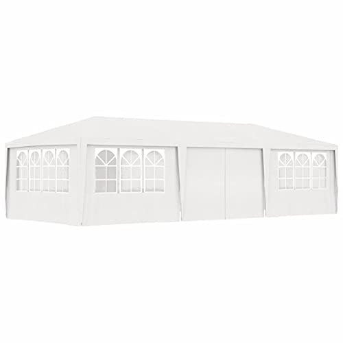 Profi-Partyzelt mit Seitenwänden, BULANED Party Zelt, Pavillon, Faltpavillon, Garagenzelt, Gartenzelt, 4×9 m Weiß 90 g/m²