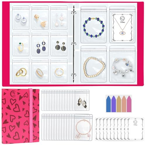 17Dec Large Transparent Jewelry Storage Book with 300 Pockets and 50 Jewelry Pouches,Travel Jewelry Organizer and Storage,Jewelry Binder Organizer for Earring,Bracelet,Necklace