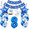 Daimay 8. Geburtstag Dekorationen Blau Geburtstagsdeko Mann Frauen Happy Birthday Banner Konfetti Luftballons Nummer Folienballons Stern Mylar Ballon Tortendeko für 8 Jahre Geburtstagsdeko