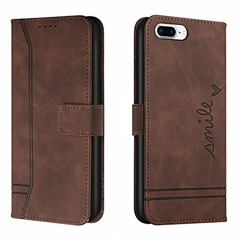 Trugox Handyhülle für Apple iPhone 7 Plus/iPhone 8 Plus Hülle Klappbar Klapphülle mit Kartenfach Handytasche Handy Schutzhülle Tasche Leder Wallet Flip Case Slim Book Cover - Braun