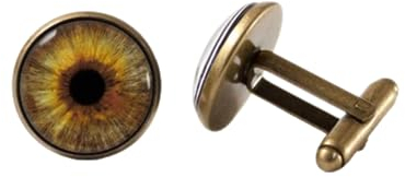 Death Devil Manschettenknöpfe mit braunem Auge aus Haselnussbraun, Bronze, Kein Edelstein