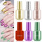 Metal Nail Polish 18ml Mirror Nail Varnish,Quick Drying Long Lasting Metallic Effect Nail Art Polish Non-Peelable,No UV,Easy Use (6 Colors-Set, 1)