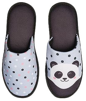 Dedoles Pantofole Donna Uomo & Bambini Ciabatte Memory Foam con tanti Design Unicorno Gatti Caffè Musica Regalo, Colore: Panda felice, 38-39 EU