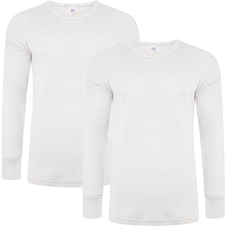 DOLCE ENVY Men's Thermal 2 Pack Long Sleeve Tops Warm Base Layer for Winter Suitable for Daily Use High Performance Full Sleeves Tops (XL, White)
