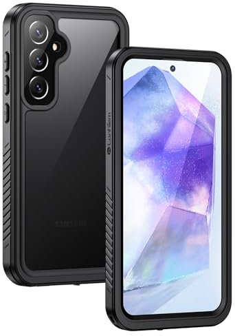 Lanhiem for Samsung Galaxy A55 Case, IP68 Waterproof Dustproof, Built-in Screen Protector, Rugged Full Body Shockproof Protective Cover for Samsung A55 5G 6.6, Black/Clear