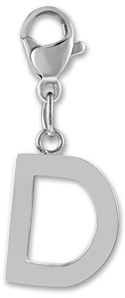 GD GOOD.designs Charms Anhänger mit Buchstabe D und Karabiner Verschluss - Initial Charm Silber aus Edelstahl für Bettelarmband - Valentinstag-Geschenk Für Sie und Ihn