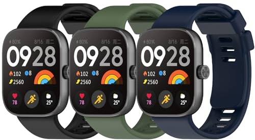 WindRen 3 Pezzi Cinturino per Xiaomi Redmi Watch 4 / Xiaomi Mi Band 8 Pro, Cinturino in Silicone di Ricambio per Xiaomi Redmi Watch 4 per Uomo e Donna