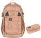 Lässig Bold Origin Schulrucksack-Set 2tlg mit Schlamperbox (Leaves Caramel)