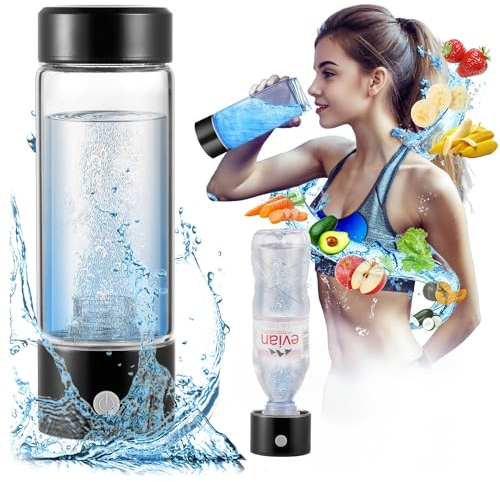 Hydrogen Water Bottle with PEM SPE Technology, Portable Water Purifier Generator for Clean and Healthy Drinking Kangen Water Machine Producing Ionized with Gift Box for Home Office Travel (black)
