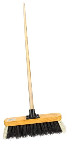 HOMESHOPA Outdoor Broom Head with Wooden Handle, Stiff Coco/PVC Bristle Broom, Heavy Duty Floor Sweeping Yard Brush for Garden Decking Pathways Driveways Warehouse & Garage