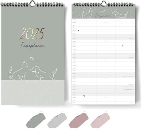 Wandkalender 2025 [Blattgold] I 3 Spalten I OKT 24 - DEZ 25 I Paarkalender I Pärchenkalender I Familienkalender I Wandkalender zum Aufhängen I Extra Urlaubsplanungsseiten