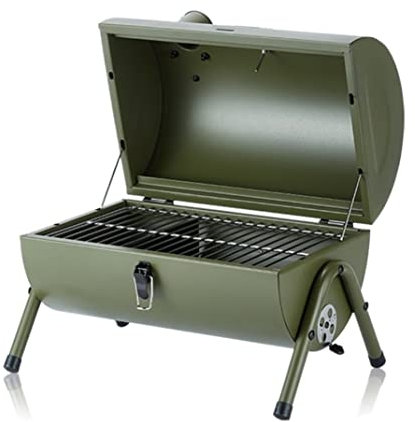 TOTIKI Holzkohlegrill Tragbarer Holzkohlegrill BBQ-Grill Mit Deckel Und Griff Klappgrill Für Picknick Im Freien BBQ Grill(Grün)