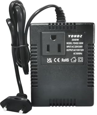 Stecker Adapter 300W, 220V auf 110V Spannungswandler Transformator, EU Steckerkonverter Transformator Leistungstransformator (EU - 220V to 110V)