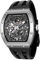 Luxus Herrenuhren Wasserdicht 50M Mechanisch Analog Uhren Tonneau Skelett Uhren Skelett Analog Replik Uhr mit Fluoroelastomer Uhrenarmbänder Business Arbeit Uhr Einzigartige Geschenke für Männer