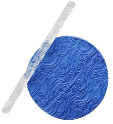 Rouleau à pâtisserie en acrylique gaufré, motif 3D en acrylique, rouleau à pâtisserie en argile, rouleau à gâteau anti-adhésif en relief (Auspicious Clouds)