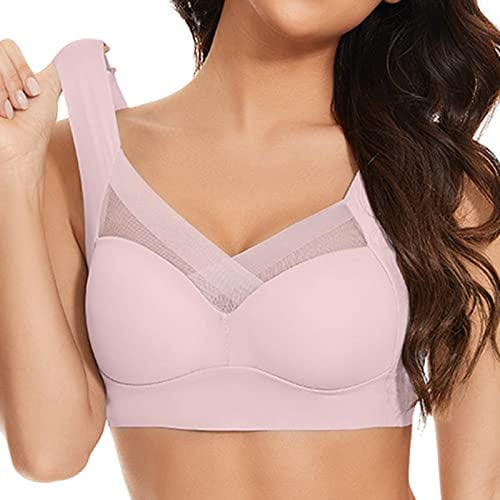 CPIDAH Wmbra Posture Correcting Bra UK Summer Non Wired Push Up Sport Bras Ladies Full Back Cover Wireless Plus Size Bra Breathable Everyday Comfort Soft Sport Bras for Older Women