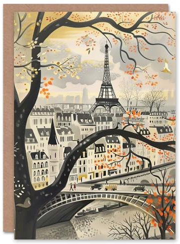 Artery8 Jahrgang Herbst Paris Stadtbild Eiffelturm Geburtstagskarte