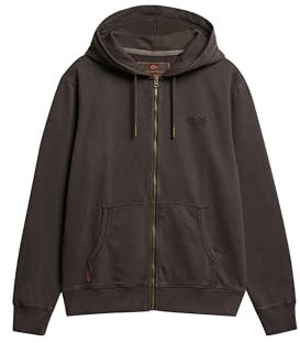 Superdry Herren Verwaschene Essential Kapuzenjacke mit Logo Verwaschenes Ganache-Braun M