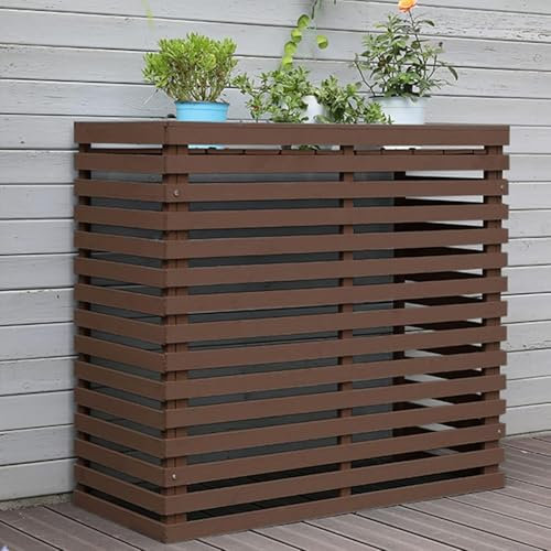 Couvercles En Bois Pour Climatiseur Et Pompe à Chaleur, Housse De Protection Pour Climatiseur, Climatiseur Extérieur En Bois, Clôture Pour Cacher Le Climatiseur, C(Size:85*35*80cm/33*14*32in,Color:B)